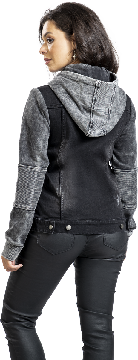 Sweat-shirt zippé à capuche  de Black Premium by EMP - S à XXL - pour Femme - noir/gris - Black Premium by EMP - View 2