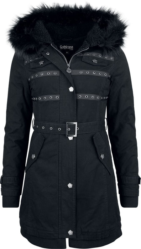 Manteau d'hiver Gothic de Gothicana by EMP - The Witching Hour - S à XXL - pour Femme - noir - Gothicana by EMP