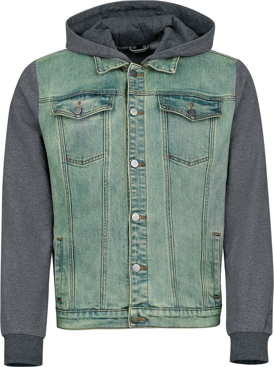 Veste en Jean  de RED by EMP - Veste En Jean Avec Manches & Capuche En Sweat - M à XXL - pour Homme - bleu/gris - RED by EMP
