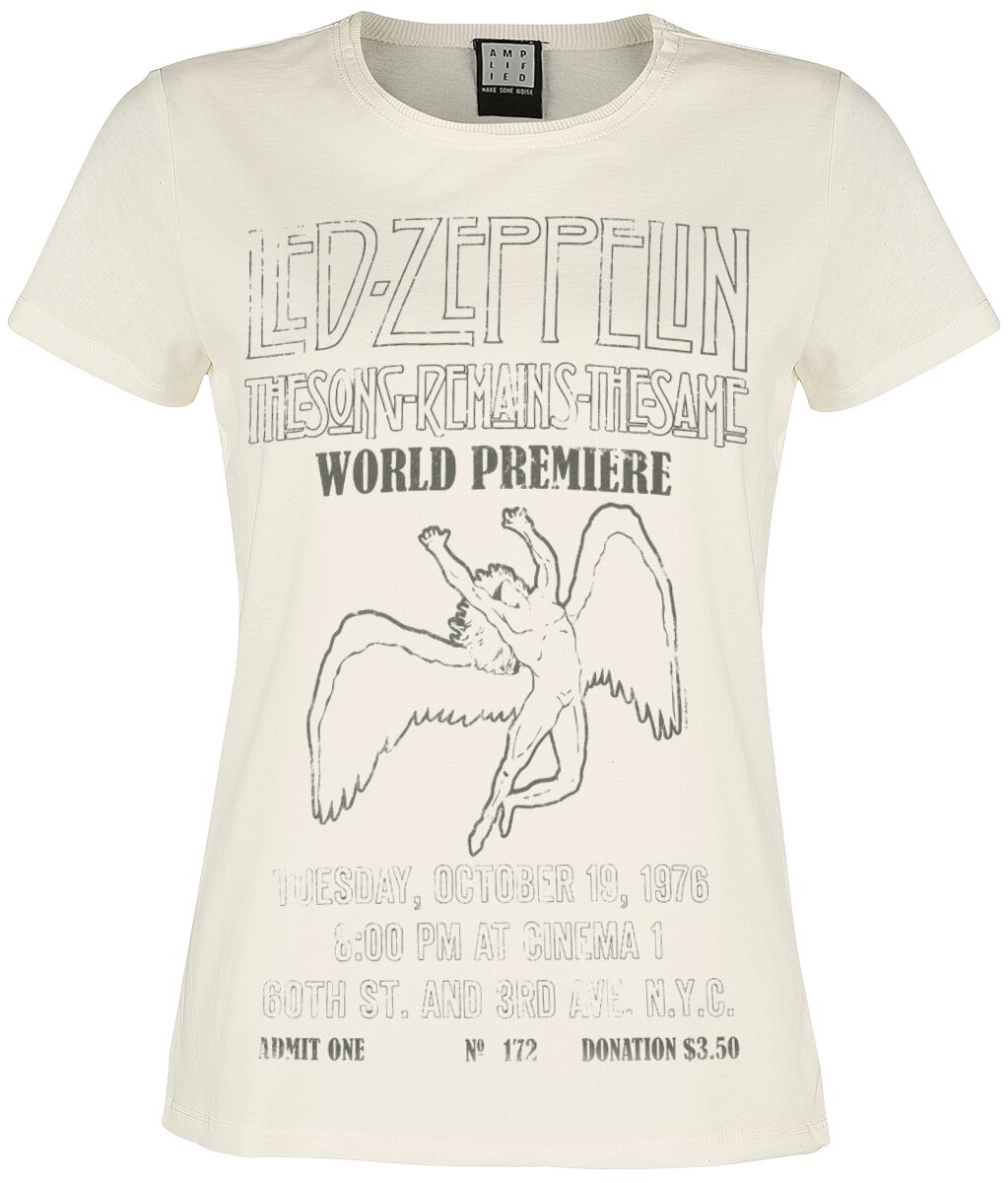 T-Shirt Manches courtes  de Led Zeppelin - Amplified Collection - The Song Remains The Same - S à XL - pour Femme - blanc cassé - Led Zeppelin