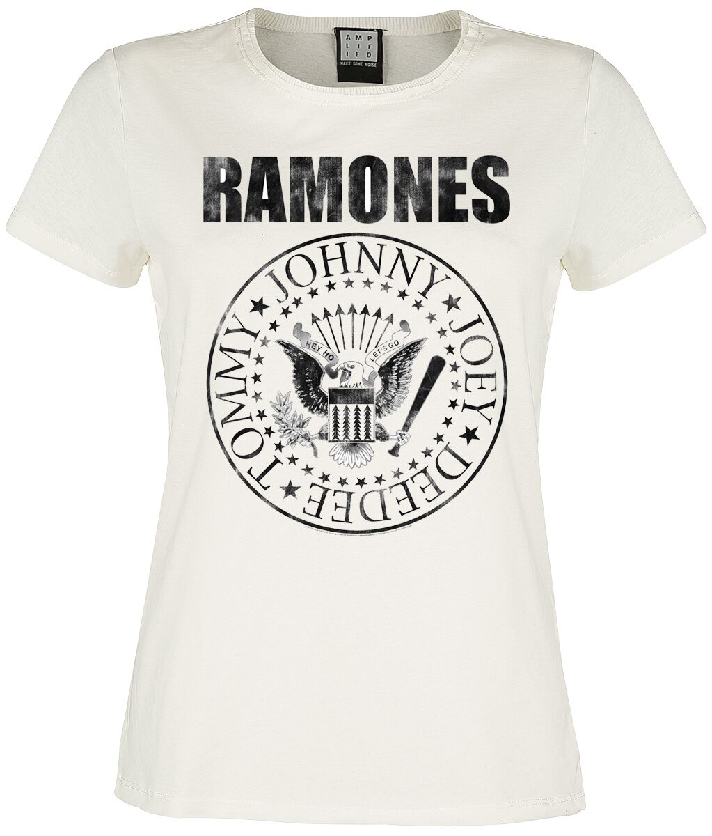 T-Shirt Manches courtes  de Ramones - Amplified Collection - Vintage Shield - M à XL - pour Femme - blanc cassé - Ramones