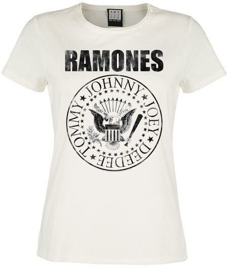 T-Shirt Manches courtes  de Ramones - Amplified Collection - Vintage Shield - M à XL - pour Femme - blanc cassé - Ramones