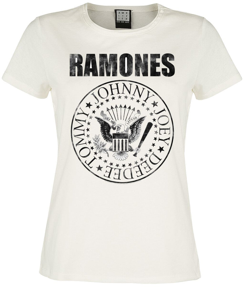 T-Shirt Manches courtes  de Ramones - Amplified Collection - Vintage Shield - M à XL - pour Femme - blanc cassé - Ramones