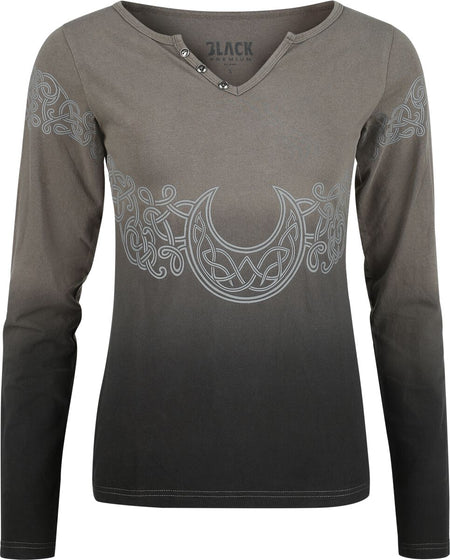 T-shirt manches longues  de Black Premium by EMP - Celtic fine lines - S à XXL - pour Femme - noir/gris - Black Premium by EMP