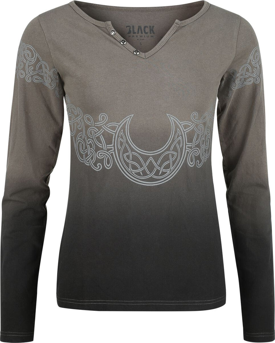 T-shirt manches longues  de Black Premium by EMP - Celtic fine lines - S à XXL - pour Femme - noir/gris - Black Premium by EMP