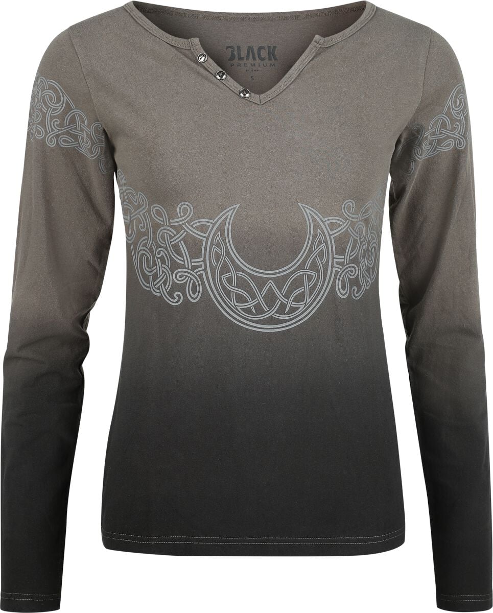 T-shirt manches longues  de Black Premium by EMP - Celtic fine lines - S à XXL - pour Femme - noir/gris - Black Premium by EMP