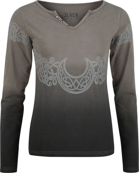T-shirt manches longues  de Black Premium by EMP - Celtic fine lines - S à XXL - pour Femme - noir/gris - Black Premium by EMP