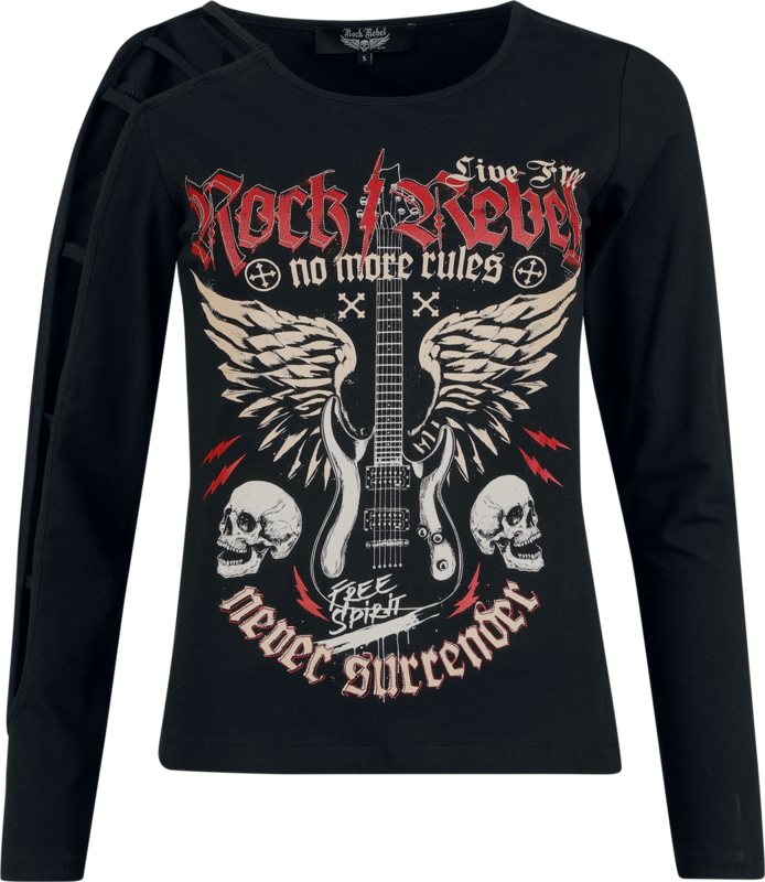 T-shirt manches longues  de Rock Rebel by EMP - Skulls & Details - S à XL - pour Femme - noir - Rock Rebel by EMP - View 2
