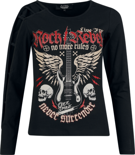 T-shirt manches longues  de Rock Rebel by EMP - Skulls & Details - S à XL - pour Femme - noir - Rock Rebel by EMP - View 2