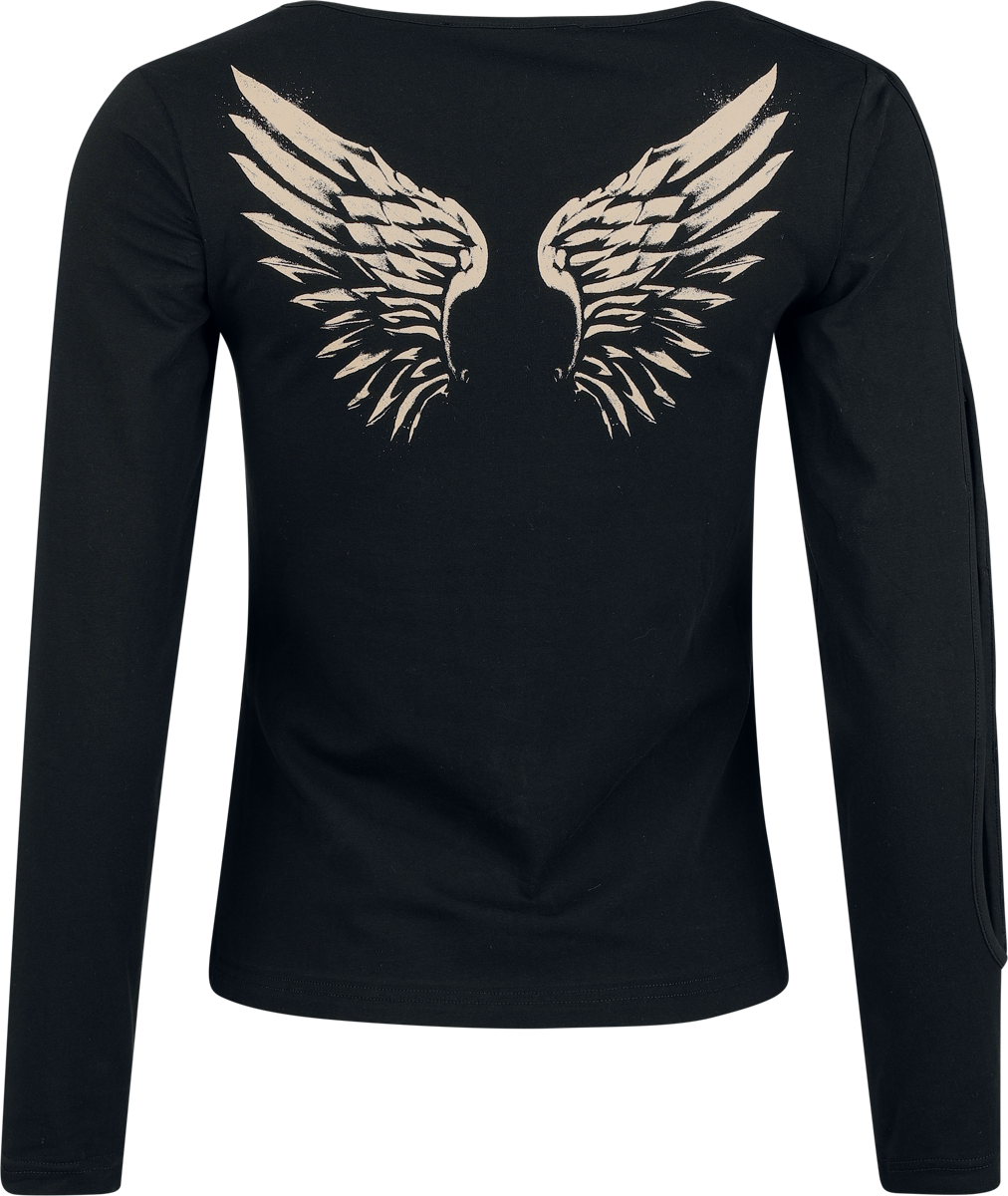 T-shirt manches longues  de Rock Rebel by EMP - Skulls & Details - S à XXL - pour Femme - noir - Rock Rebel by EMP - View 2