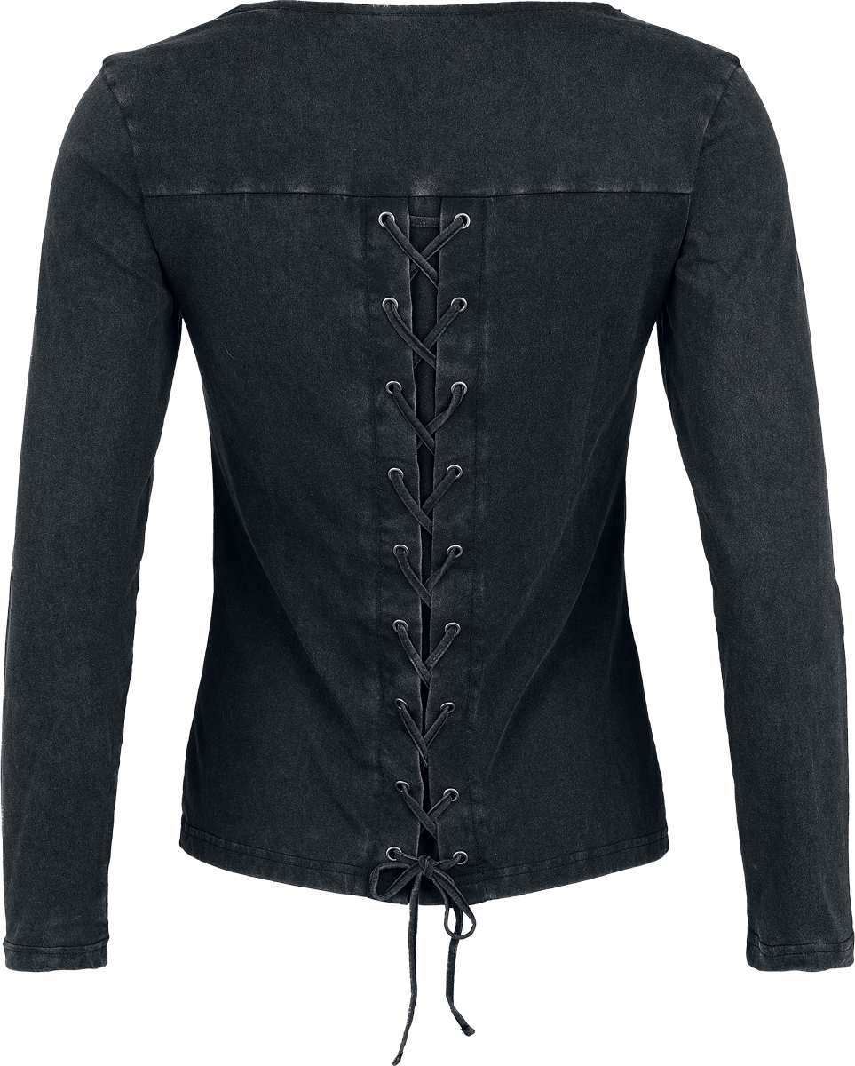 T-shirt manches longues  de Rock Rebel by EMP - Skulls & Details - S à XXL - pour Femme - noir - Rock Rebel by EMP - View 2