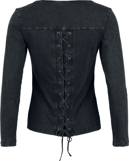 T-shirt manches longues  de Rock Rebel by EMP - Skulls & Details - S à XXL - pour Femme - noir - Rock Rebel by EMP - View 2