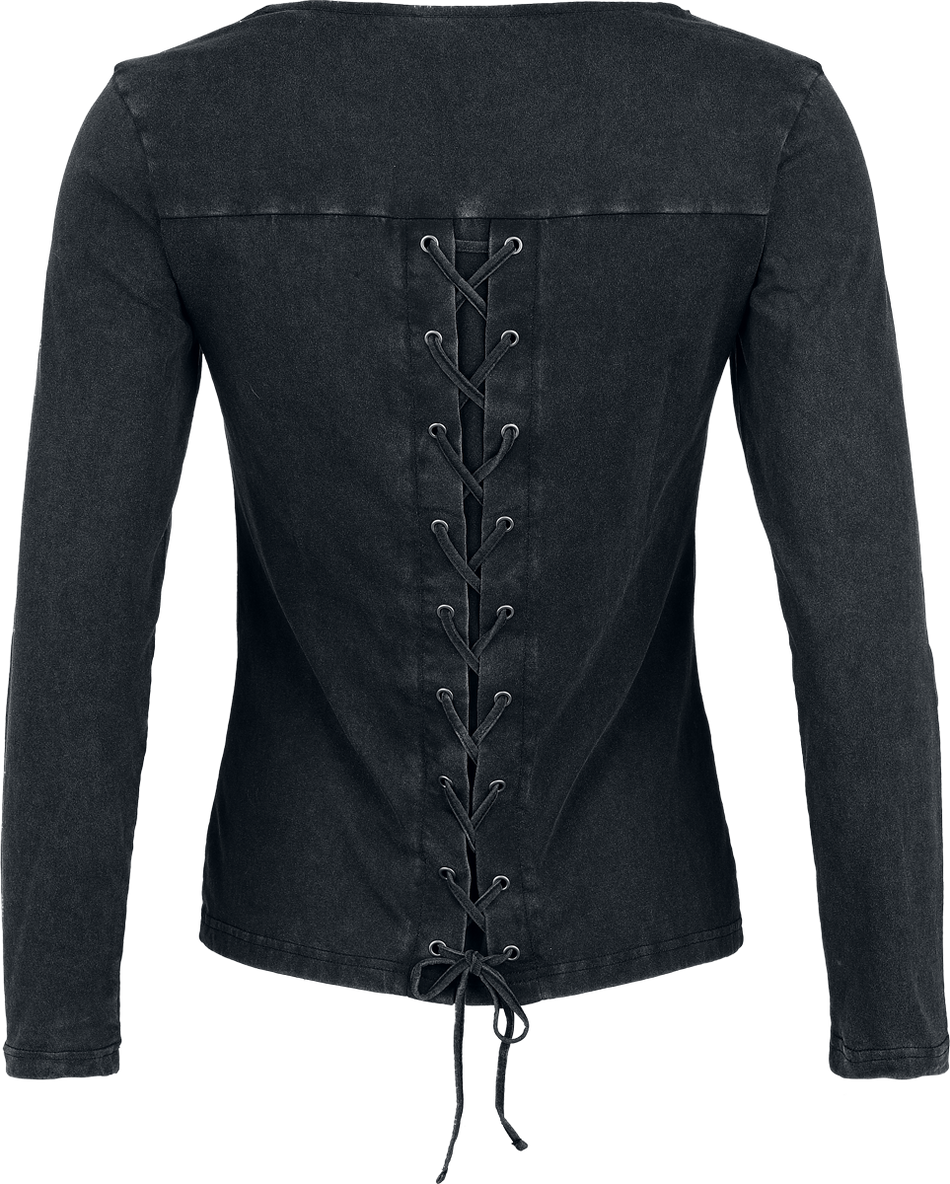 T-shirt manches longues  de Rock Rebel by EMP - Skulls & Details - S à XXL - pour Femme - noir - Rock Rebel by EMP - View 2