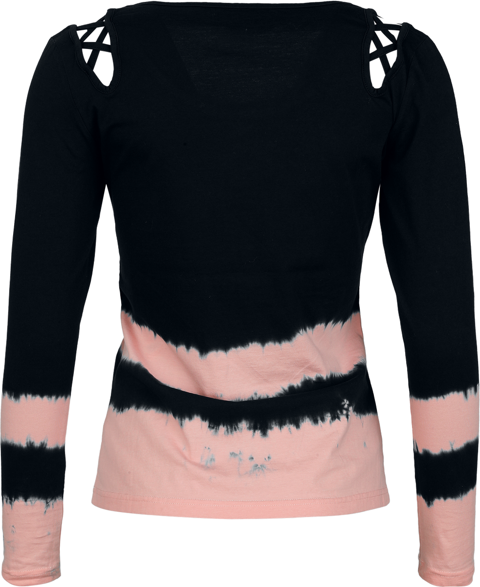 T-shirt manches longues  de Rock Rebel by EMP - Skulls & Details - S à XL - pour Femme - noir/rose - Rock Rebel by EMP - View 2