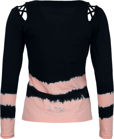 T-shirt manches longues  de Rock Rebel by EMP - Skulls & Details - S à XL - pour Femme - noir/rose - Rock Rebel by EMP - View 2