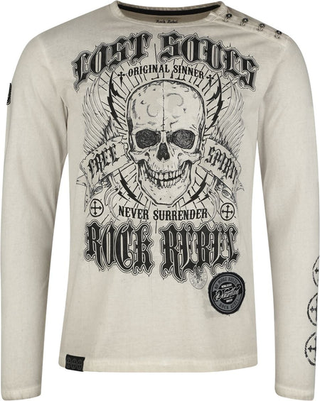 T-shirt manches longues  de Rock Rebel by EMP - Skulls & Details - M à XXL - pour Homme - gris - Rock Rebel by EMP