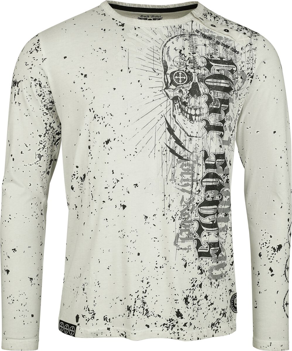 T-shirt manches longues  de Rock Rebel by EMP - Skulls & Splatter - M à XXL - pour Homme - gris - Rock Rebel by EMP