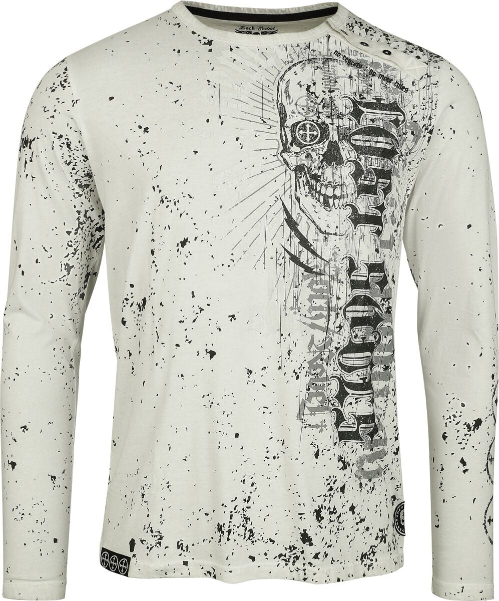 T-shirt manches longues  de Rock Rebel by EMP - Skulls & Splatter - M à XXL - pour Homme - gris - Rock Rebel by EMP
