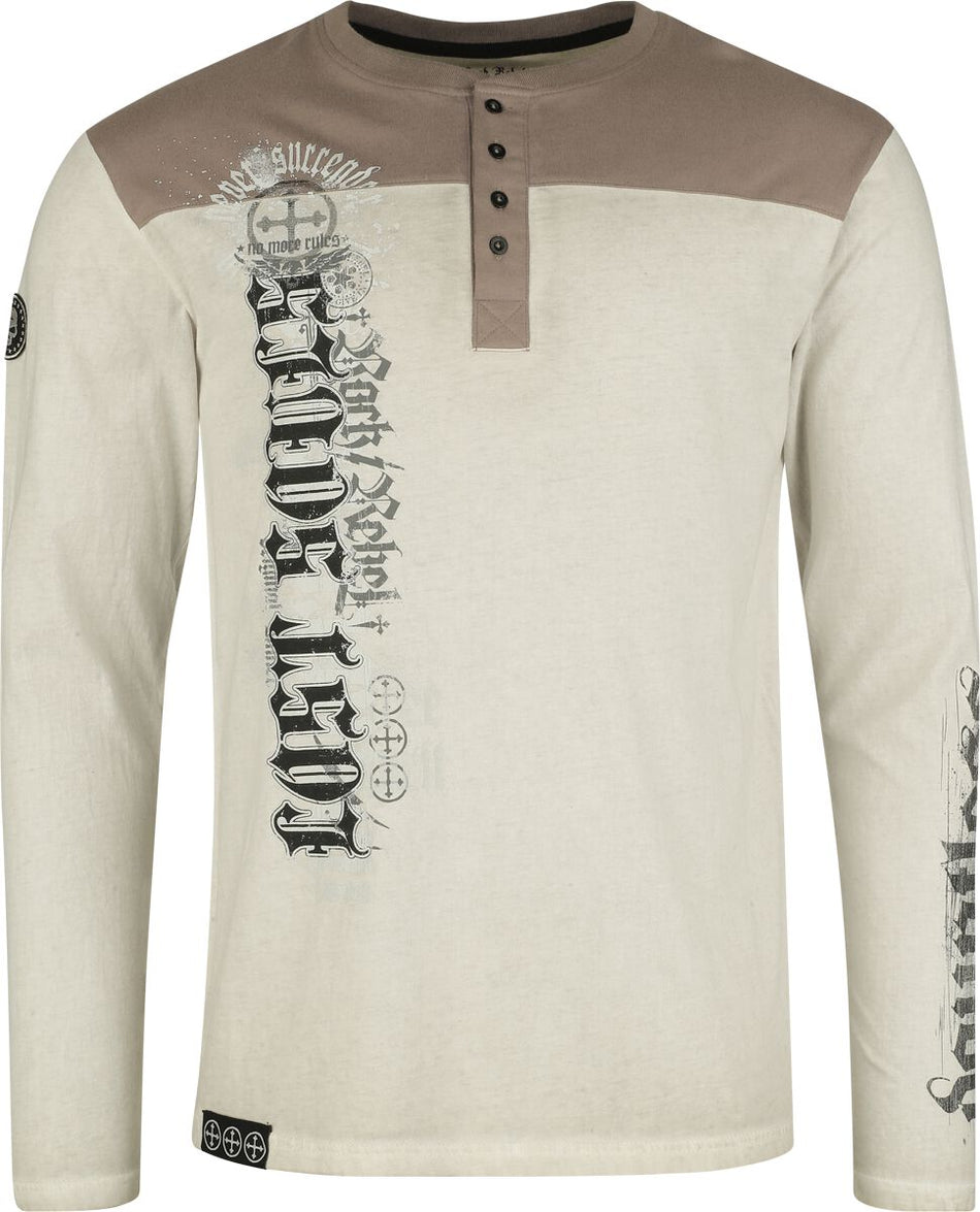 T-shirt manches longues  de Rock Rebel by EMP - Skulls & Details - M à XL - pour Homme - gris - Rock Rebel by EMP