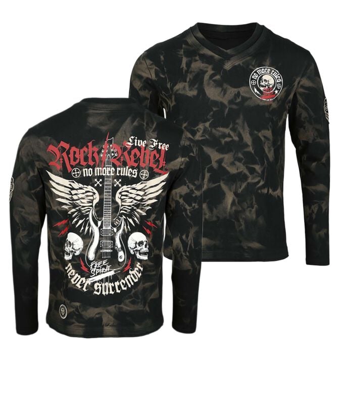 T-shirt manches longues  de Rock Rebel by EMP - Skulls & Details - M à XXL - pour Homme - noir - Rock Rebel by EMP