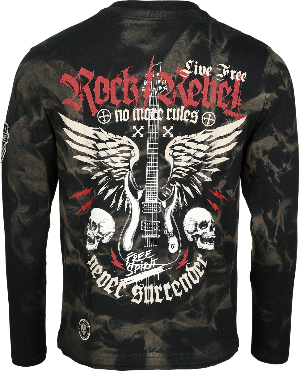 T-shirt manches longues  de Rock Rebel by EMP - Skulls & Details - M à XXL - pour Homme - noir - Rock Rebel by EMP - View 2