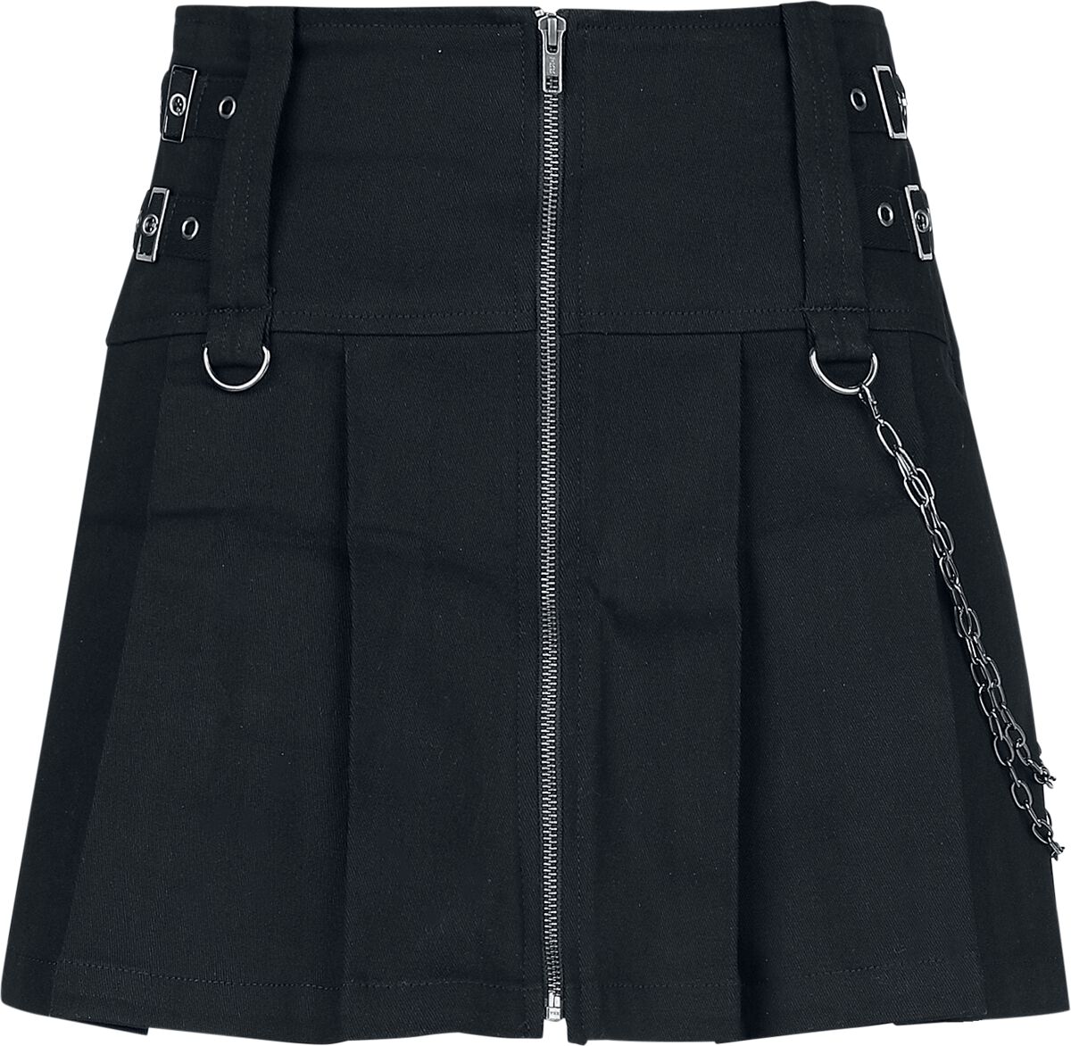 Jupe courte  de Gothicana by EMP - Jupe Plissée avec Zip & Chaînes - S à XXL - pour Femme - noir - Gothicana by EMP