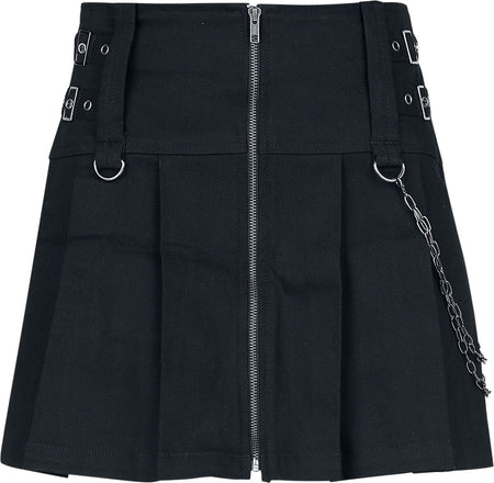 Jupe courte  de Gothicana by EMP - Jupe Plissée avec Zip & Chaînes - S à XXL - pour Femme - noir - Gothicana by EMP