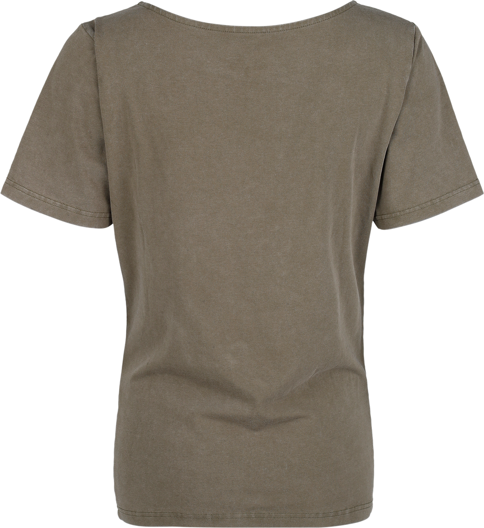 T-Shirt Manches courtes  de Rock Rebel by EMP - Crâne & Strass - T-Shirt - S à XXL - pour Femme - olive - Rock Rebel by EMP - View 2