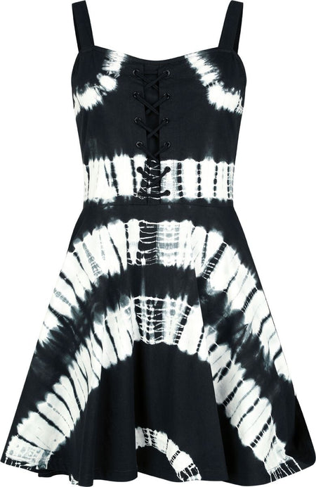 Robe mi-longue Gothic de Chemical Black - Isley - Robe - XS à XXL - pour Femme - noir/blanc - Chemical Black