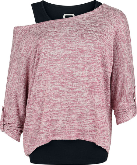 T-shirt manches longues  de RED by EMP - Cuddly Loose - S à XXL - pour Femme - noir/rouge foncé - RED by EMP