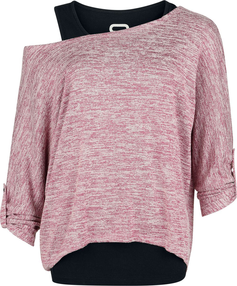 T-shirt manches longues  de RED by EMP - Cuddly Loose - S à XXL - pour Femme - noir/rouge foncé - RED by EMP