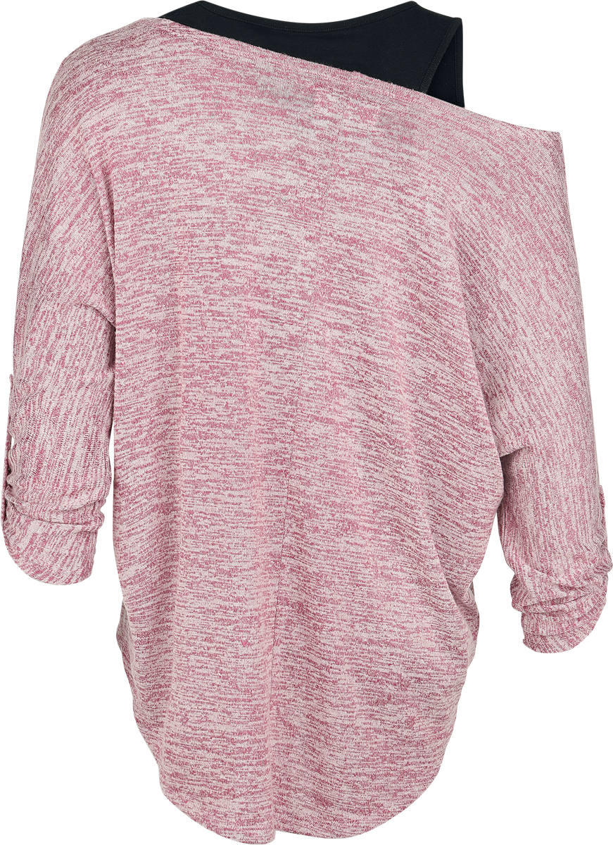 T-shirt manches longues  de RED by EMP - Cuddly Loose - S à XXL - pour Femme - noir/rouge foncé - RED by EMP - View 2