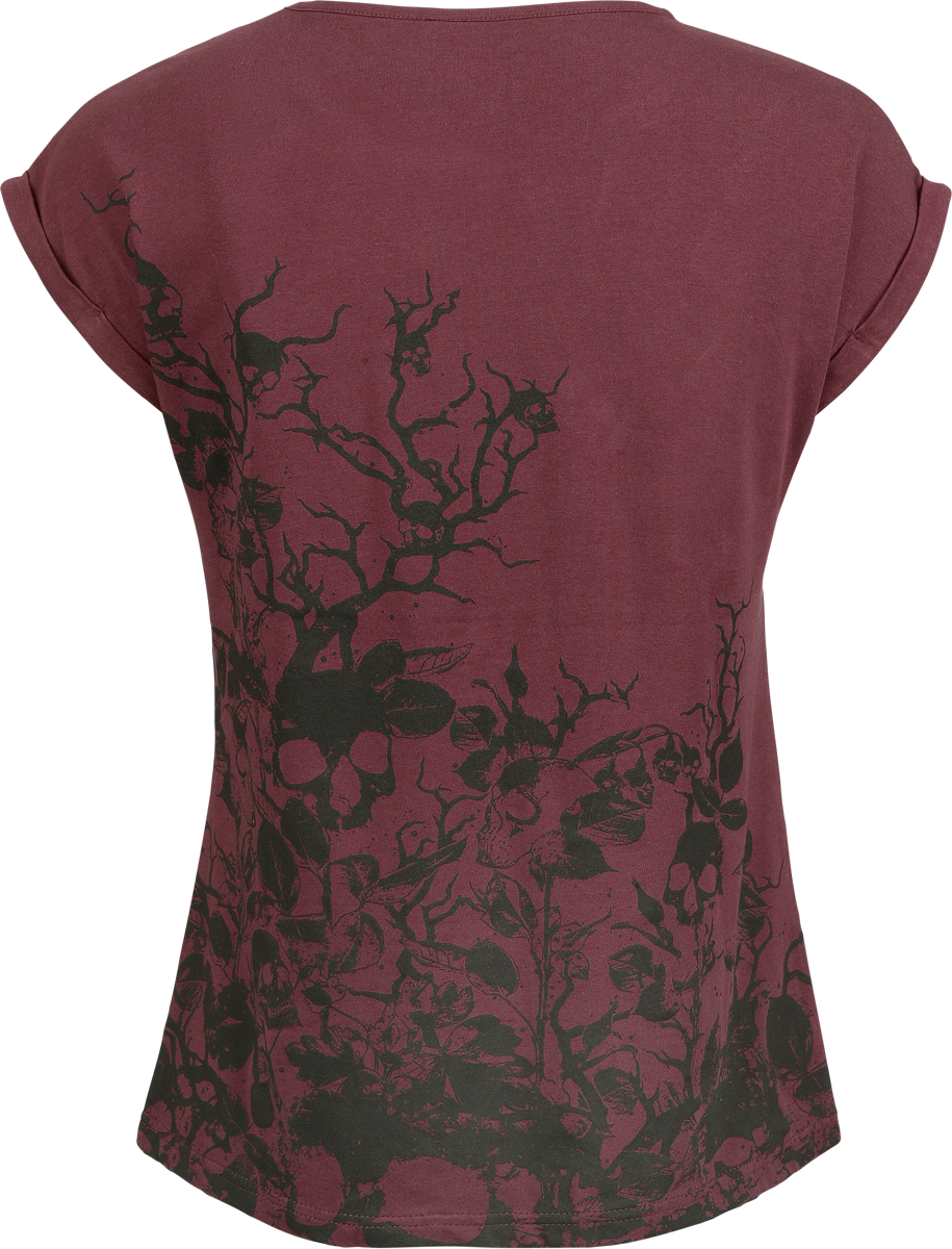 T-Shirt Manches courtes  de Black Premium by EMP - Skull & Roses - S à XXL - pour Femme - bordeaux - Black Premium by EMP - View 2