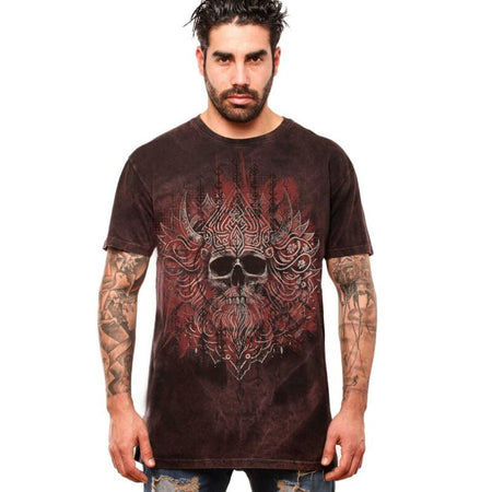 T-Shirt Manches courtes  de Outer Vision - Viking Skull - T-Shirt - S à 3XL - pour Homme - rouge foncé - Outer Vision