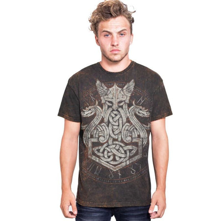 T-Shirt Manches courtes  de Outer Vision - Marteau Bouclier - T-Shirt Homme - S à L - pour Homme - batik - Outer Vision