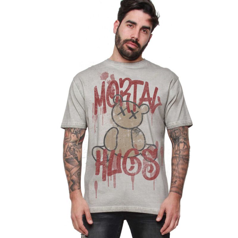 T-Shirt Manches courtes  de Outer Vision - Mortal Hugs - T-Shirt Homme - S à 3XL - pour Homme - gris clair - Outer Vision