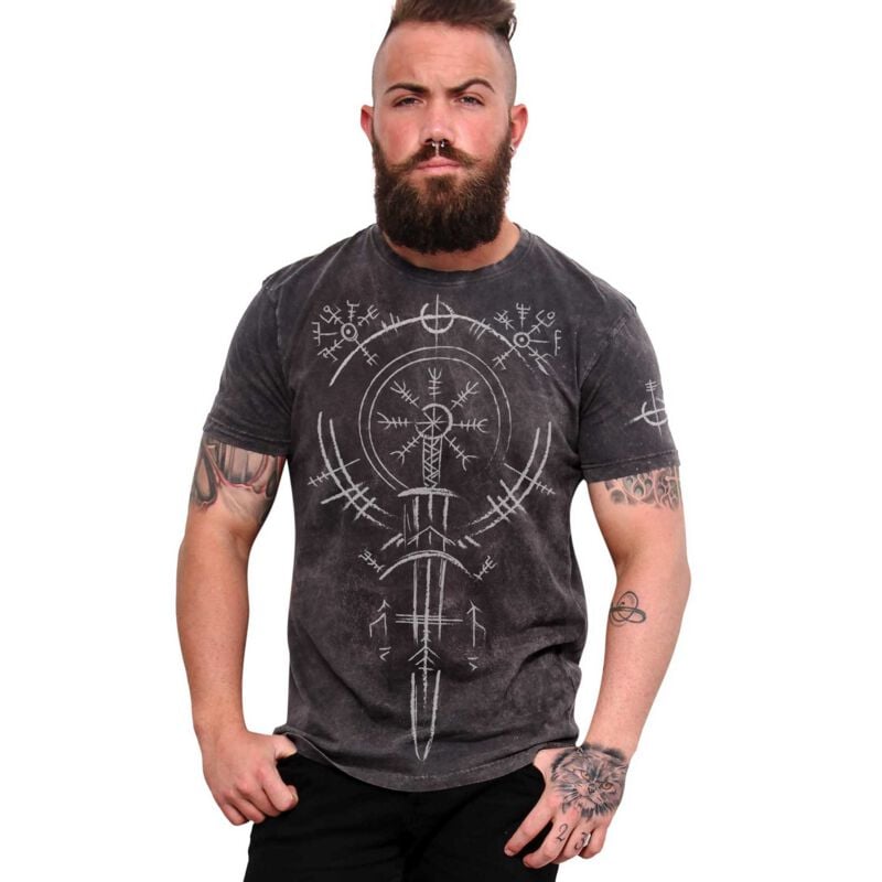 T-Shirt Manches courtes  de Outer Vision - Épée Celtique - T-Shirt Homme - S à 4XL - pour Homme - gris - Outer Vision