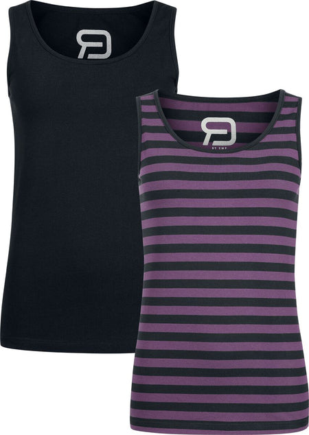 Top  de RED by EMP - Débardeur - Lot de 2 - S à XXL - pour Femme - noir/lilas - RED by EMP