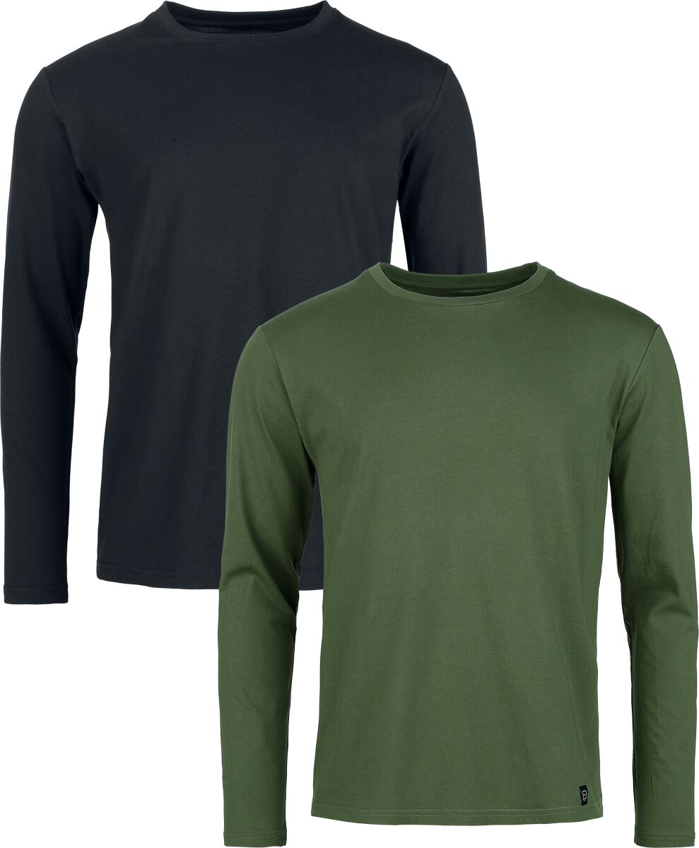 T-shirt manches longues  de RED by EMP - Hauts Manches Longues - Lot de 2 - S à XXL - pour Homme - noir/olive - RED by EMP