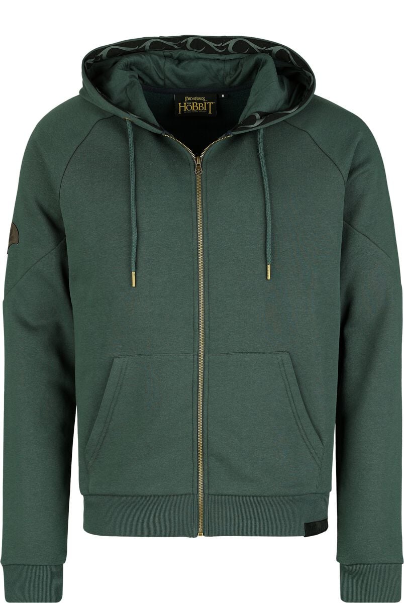 Sweat-shirt zippé à capuche  de Le Seigneur Des Anneaux - Le Hobbit - Collection Mirkwood - S à XXL - pour Homme - vert foncé - Le Seigneur Des Anneaux