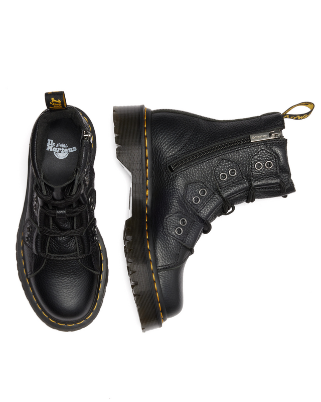 Bottes de motard  de Dr. Martens - 1460 BEX LTT 4 Tie Boot - Black Milled Nappa - EU36 à EU41 - pour Femme - noir - Dr. Martens - View 2