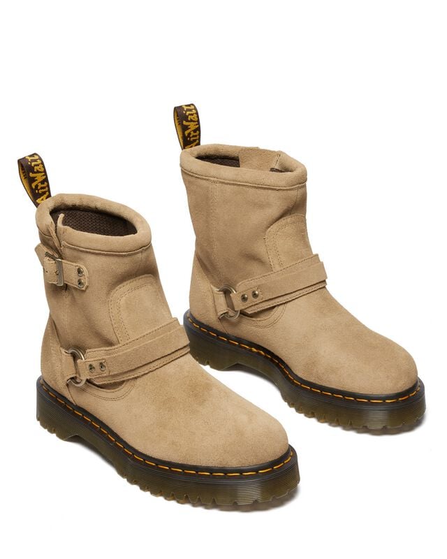 Bottes de motard  de Dr. Martens - Anistone HRNS - Savannah Tan Bronx Suede - EU36 à EU41 - pour Femme - camel - Dr. Martens