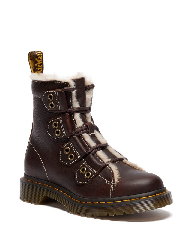 Bottes de motard  de Dr. Martens - 1460 LTT FL - Dark Brown Grizzly - EU36 à EU41 - pour Femme - marron - Dr. Martens - View 2