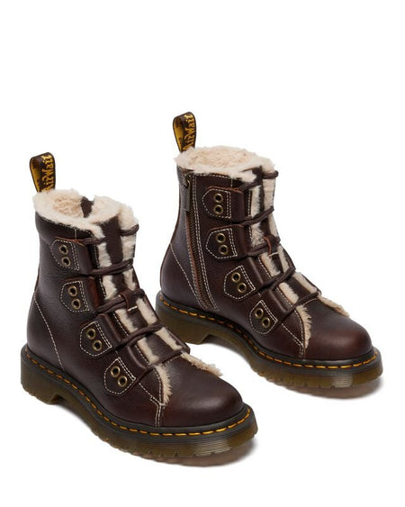 Bottes de motard  de Dr. Martens - 1460 LTT FL - Dark Brown Grizzly - EU36 à EU41 - pour Femme - marron - Dr. Martens