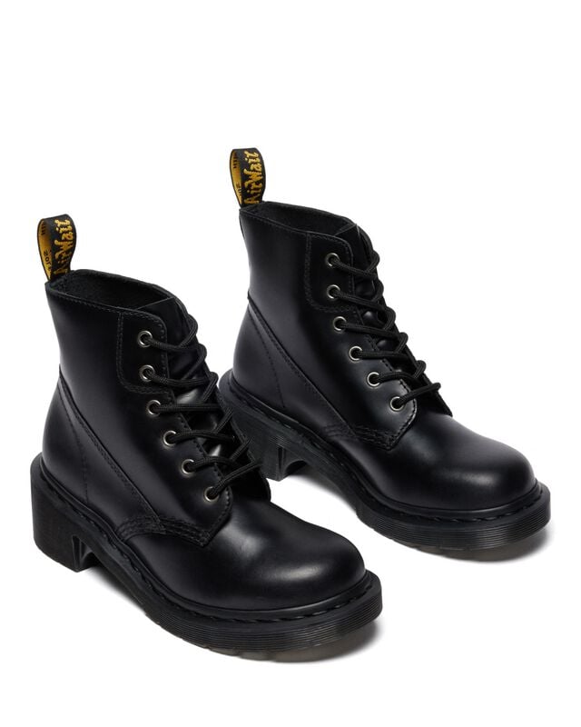 Bottes de motard  de Dr. Martens - Alderstone Lace Up 6 Tie Boot - Black Orleans - EU36 à EU41 - pour Femme - noir - Dr. Martens