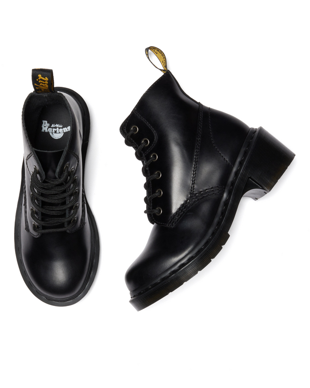 Bottes de motard  de Dr. Martens - Alderstone Lace Up 6 Tie Boot - Black Orleans - EU36 à EU41 - pour Femme - noir - Dr. Martens - View 2
