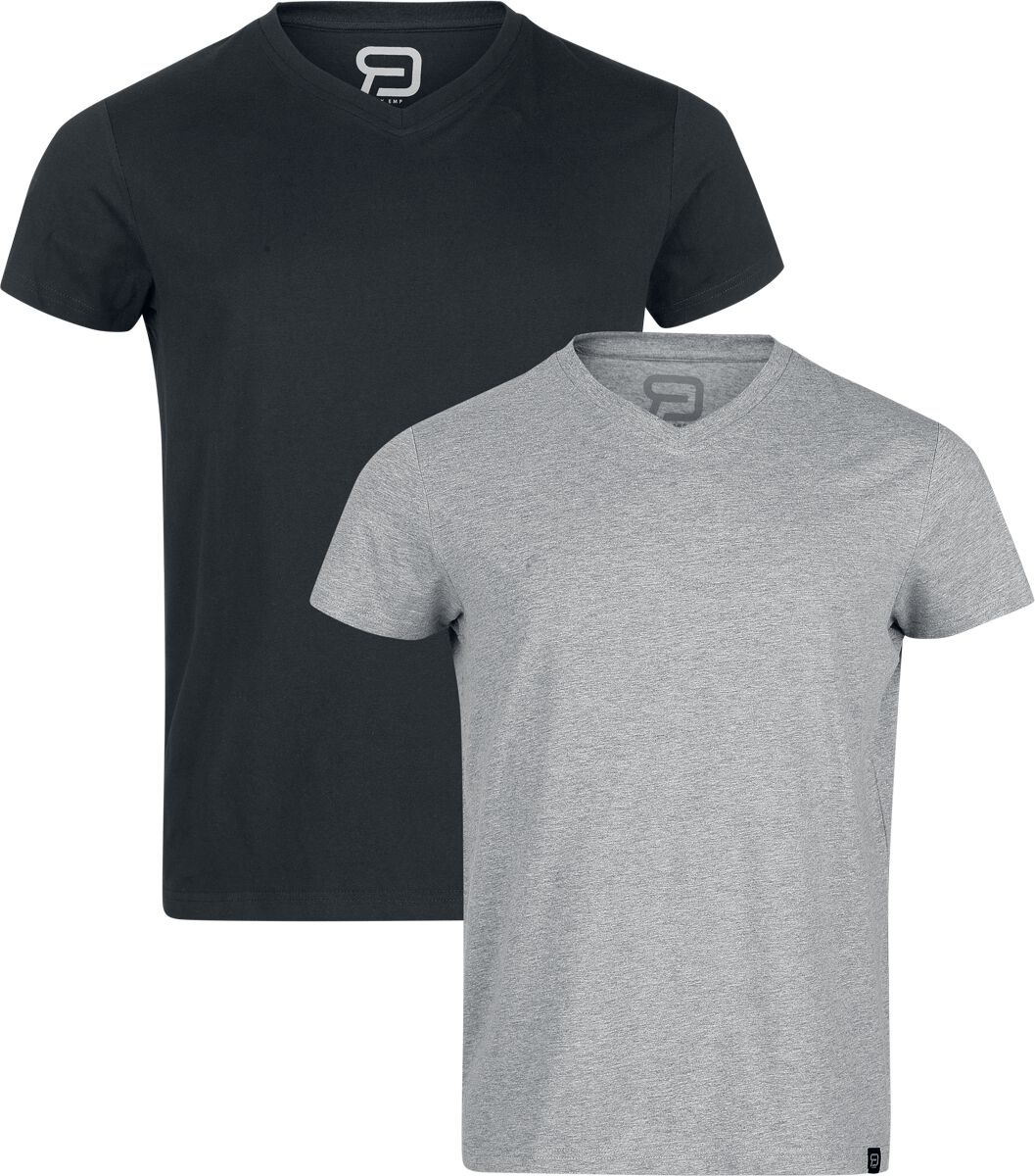 T-Shirt Manches courtes  de RED by EMP - T-Shirts - Lot de 2 - S à XXL - pour Homme - noir/gris - RED by EMP