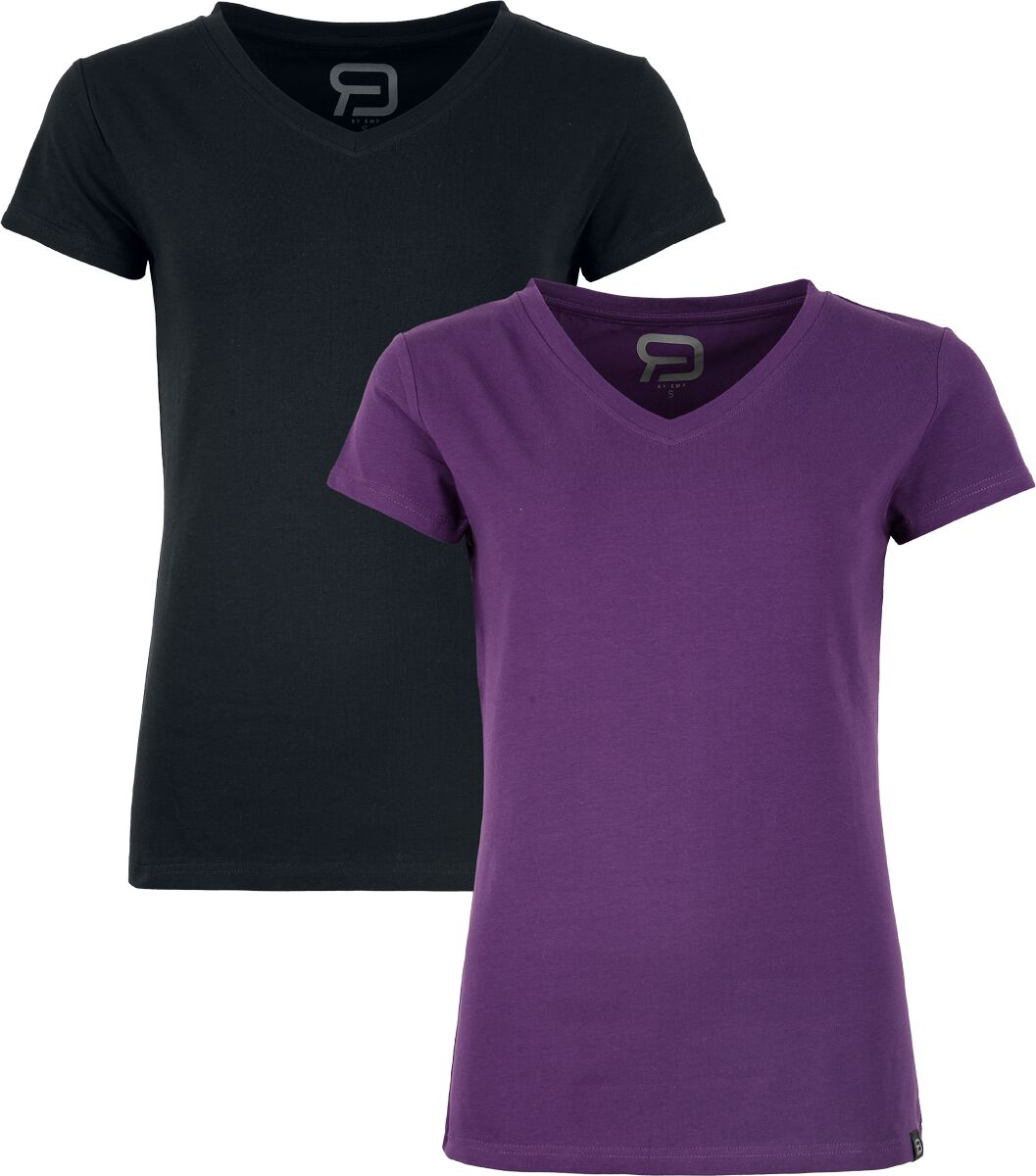 T-Shirt Manches courtes  de RED by EMP - T-Shirts (Lot de 2) - S à XXL - pour Femme - noir/lilas - RED by EMP