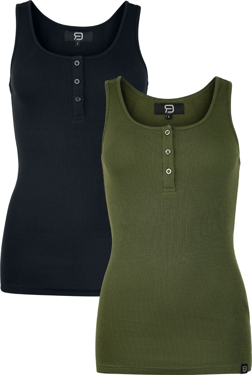 Top  de RED by EMP - Débardeur (Lot de 2) - S à XXL - pour Femme - noir/vert - RED by EMP