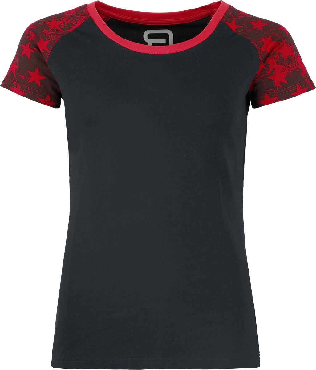 T-Shirt Manches courtes  de RED by EMP - T-Shirt Manches Raglan Étoilé - S à XXL - pour Femme - noir/rouge - RED by EMP